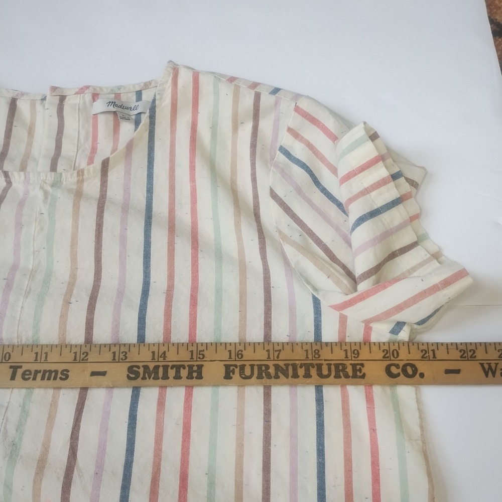 Madewell Button-Back Tie-Front Top Women's Large Cotton Blend Boho Coastal - Picture 7 of 8